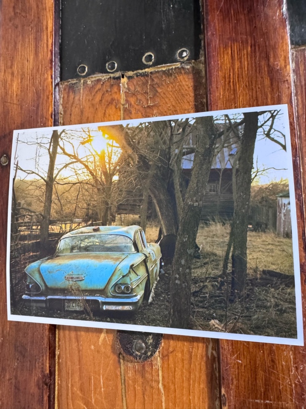 Vintage Blue Car Photo Print